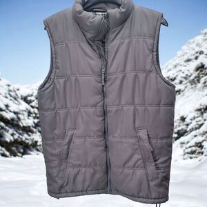 Weather Wear Puffer Vest Mens XL Plaid Flannel Lined Gray Outdoor Hiking Casual